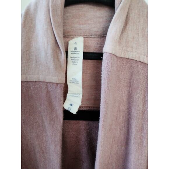 Lululemon Women's 4 Wrap Ribbed Open Front Coast Cardigan Rose Pink Button Neck - Picture 4 of 12